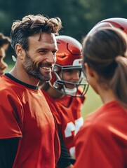 Fototapeta premium 9. Coaches motivating their sports team during practice