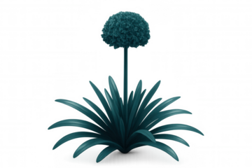 3d rendering of a teal spherical flower blooming on a transparent background, perfect for compositions