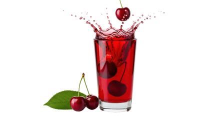 Isolated Cherry Juice Glass with Splash
