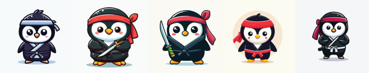 penguin vector in ninja costume