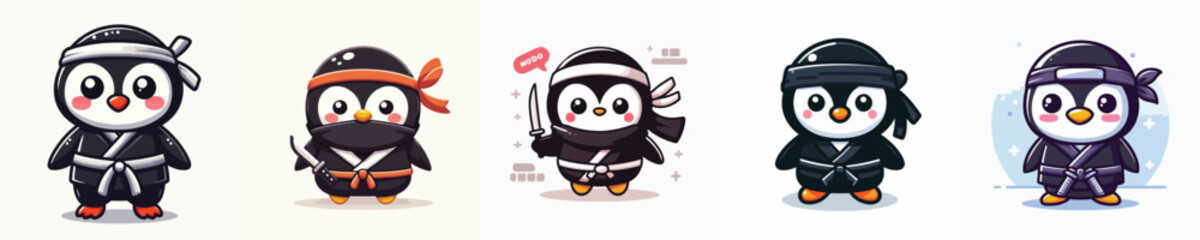 penguin vector in ninja costume