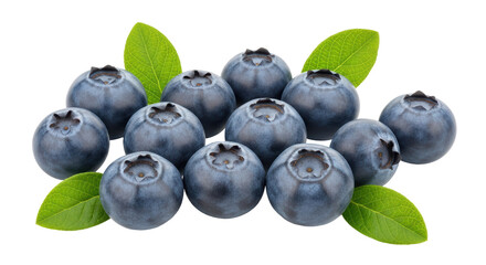 Isolated Blueberries and Leaves