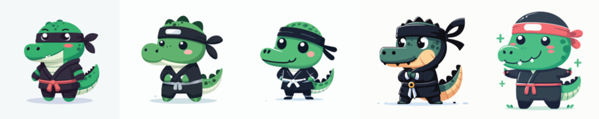 crocodile vector in ninja costume