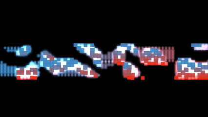 Digital Music player background. Creeping line of multi-colored squares. Abstract colorful running pixels background. 3D rendering.