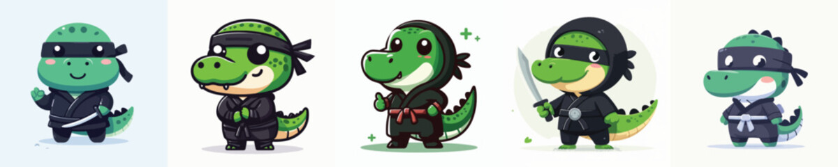 crocodile vector in ninja costume