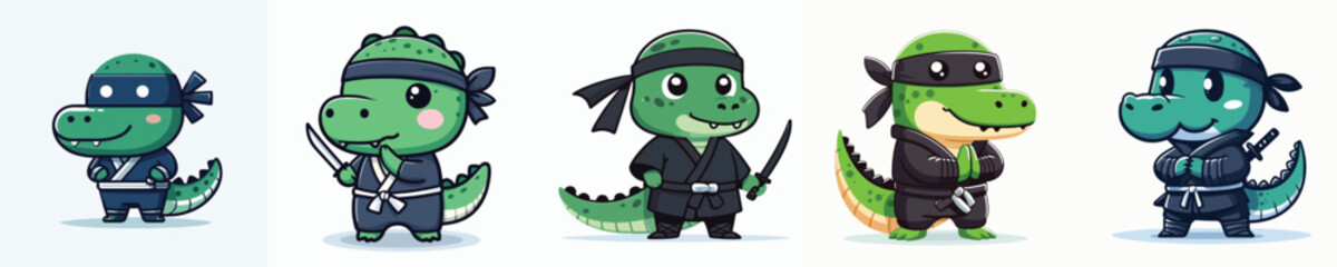 crocodile vector in ninja costume