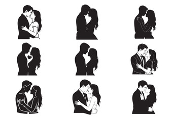 Man and woman couple love vector Set
