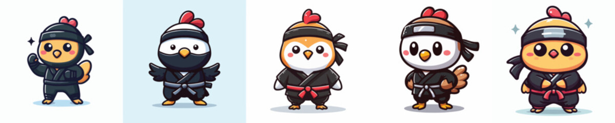 ninja costume chicken vector