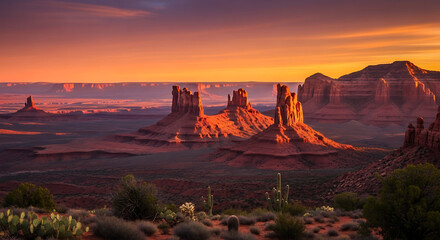 Monument valley utah arizona desert landscape at sunset