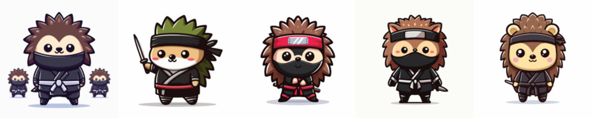 hedgehog vector in ninja costume