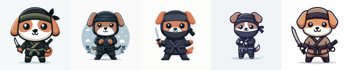 Naklejka premium ninja costume dog vector