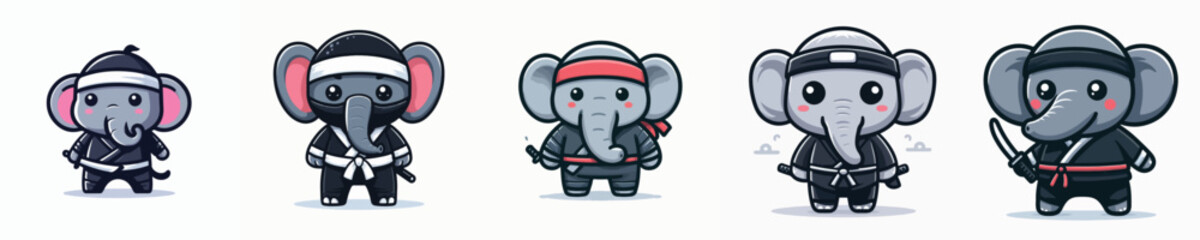 elephant vector in ninja costume