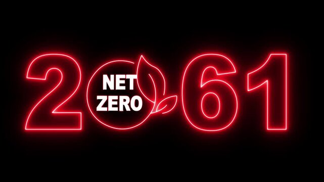 Net zero emissions by 2061 to change climate and net zero greenhouse gas emissions target. Sustainable development and green business concept. Climate neutral long term strategy 2050 with net zero.4k