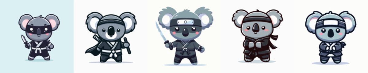 koala vector in ninja costume