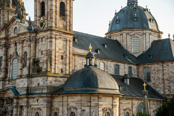 Fulda Cathedral Fuldaer Dom on a sunny day in Hesse, Germany. Historic architecture, baroque style, real life, real people, European landmark. © Irina Schmidt