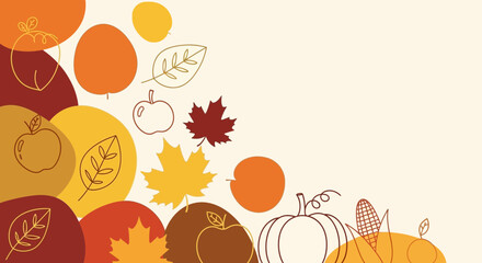 Autumnal Charm Seamless Background With Pumpkins, Maple Leaves And Apples