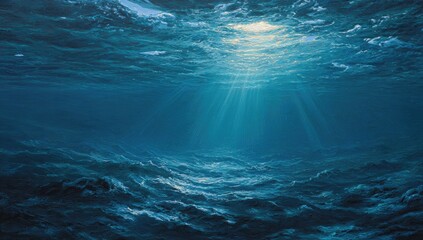 Obraz premium Deep ocean view, sunlight rays