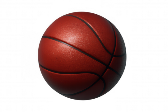 Photorealistic 3d rendering of a rotating basketball on a transparent background, perfect for sports-themed projects - Powered by Adobe