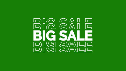White Big Sale Text Repeated on Green Background shopping