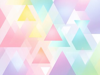 Abstract geometric pattern of overlapping pastel triangles.  A soft, vibrant palette of light pinks, yellows, blues, and greens fills the background.  The triangles create a mosaic effect.