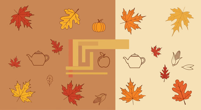 Autumnal Still Life Featuring Foliage And Comforting Elements For Seasonal Design