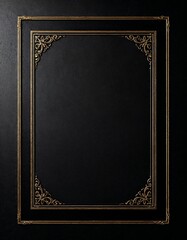 Elegant Black Leather Background with Gold Decorative Frame and Centered Design for Stylish Presentations and High-End Projects