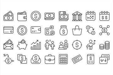 Financial Management and Banking Icons for Digital Transactions