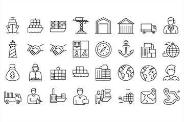 Shipping and Logistics Icons for Business and E-commerce Solutions