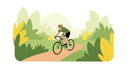 Athlete Biking Through Verdant Park on a Peaceful Day of Outdoor Activity