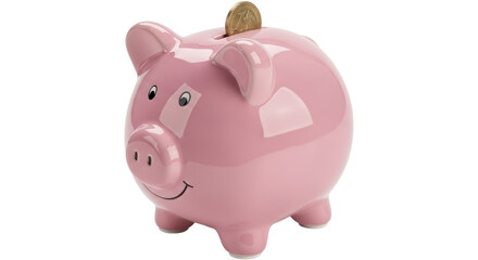 Isolated Piggy Bank with Coin