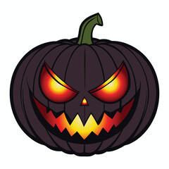 Spooky Halloween Pumpkin with Glowing Eyes on Transparent Background silhouette