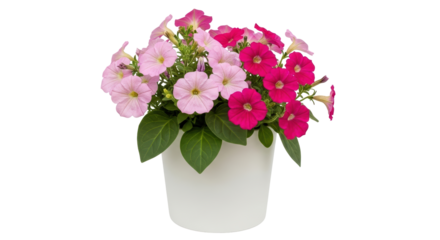 Isolated Petunia Flowers in Pot