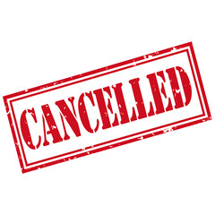 Red cancelled stamp isolated on transparent background