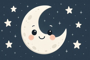 Fototapeta premium Cute moon illustration smiling