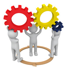 Teamwork collaboration gears isolated on transparent background