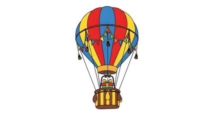 Obraz premium Colorful Hot Air Balloon Illustration on White Background.