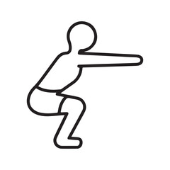 Obraz premium Simple line drawing of a stick figure doing a heavy barbell squat exercise. Weightlifting and strength training cartoon illustration