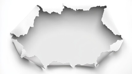 Fototapeta premium Unleashing Creativity on Torn White Paper Canvas with Decorative Borders and Space for Ideas