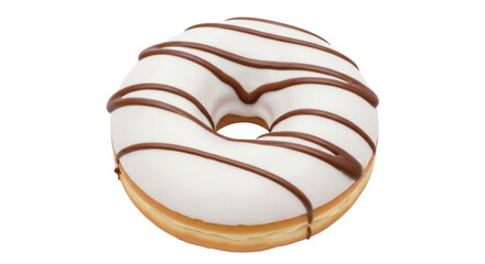 Isolated White Donut with Chocolate Drizzle