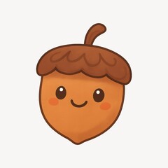 Cute smiling acorn illustration.