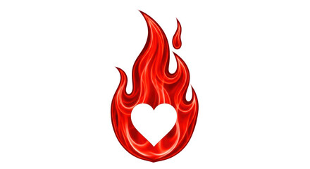 Isolated heart in flames