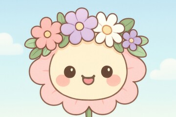 Cute floral character illustration.