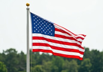 Fototapeta premium Waving american flag outdoor setting photography natural light clear background patriotism