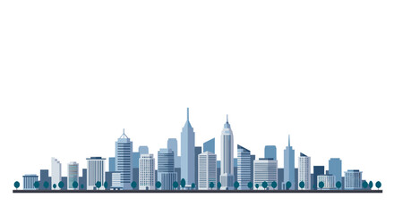 Fototapeta premium Modern urban skyline with skyscrapers and cityscape in blue tones