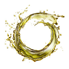 Splash of Olive or Engine Oil Arranged in a Circle Isolated on Transparent Background
