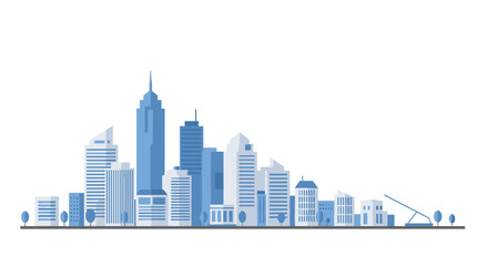 Naklejka premium Modern urban skyline with skyscrapers in blue tones