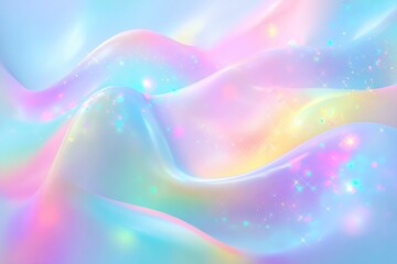 Abstract, ethereal, flowing shapes in pastel hues with shimmering particles