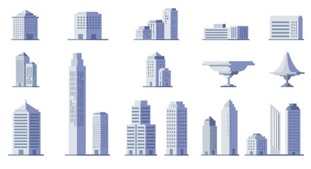 Modern city buildings collection in flat design