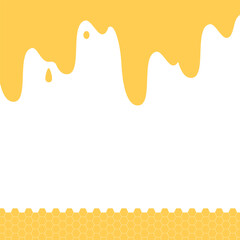 Background of flowing honey and honeycomb on white background. Honey festival or holiday.