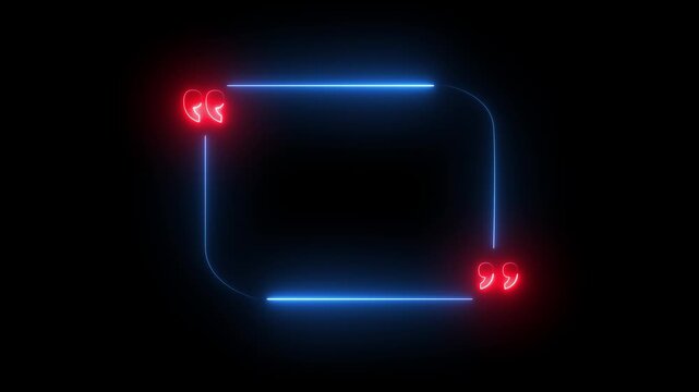 Minimal glowing neon quote line animation with chat bubble and animated quotation marks. Perfect for social communication, messaging, punctuation or UI motion graphics. Includes alpha channel for easy